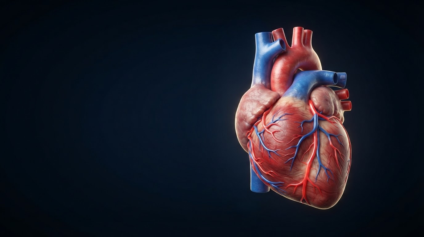 Ilustración anatómica 3D de corazón y circulación para la videoteca del Dr. González Santiago